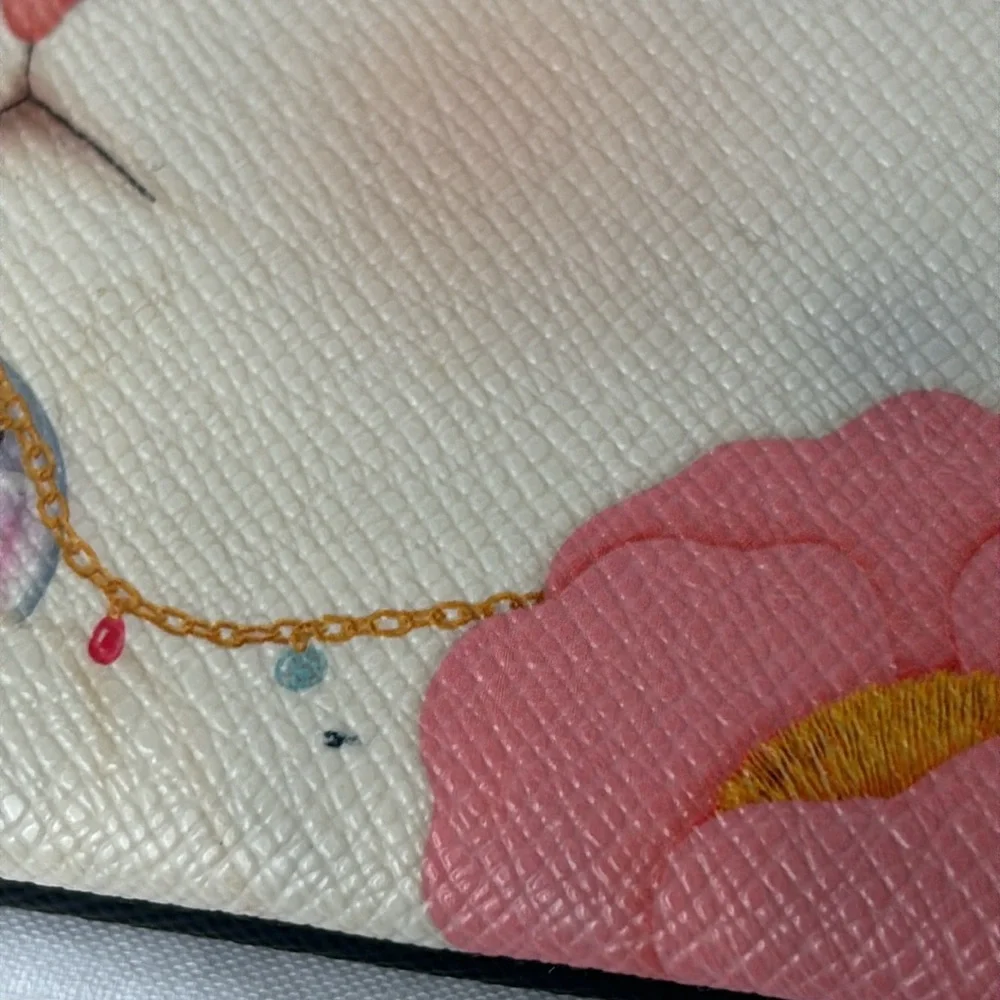 Adorable vegan leather rainbow cat wristlet full zipper with harness loop
